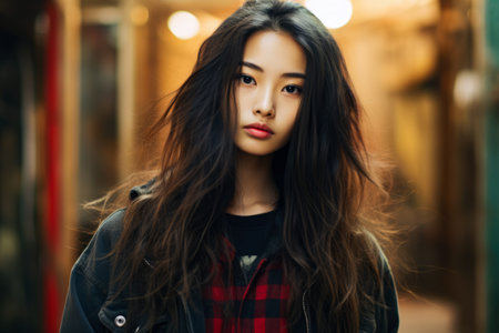 Young Japanese woman in urban clothesの素材