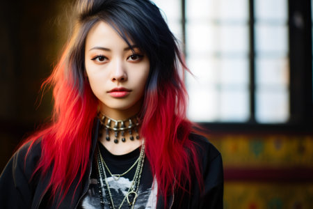 Young Japanese woman in urban clothesの素材