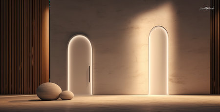 Luxurious empty room with minimal decoration.の素材