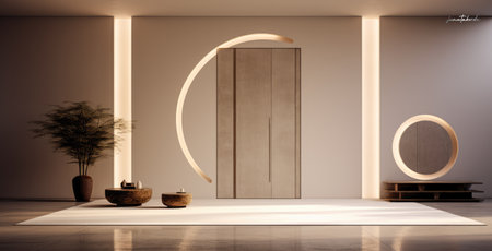 Luxurious empty room with minimal decoration.の素材