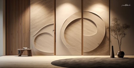 Luxurious empty room with minimal decoration.の素材