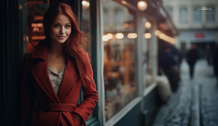Young woman enjoying her winter holidays through Europeの素材