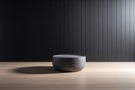 Interior room composition with grey wall panels and minimal decorationの素材