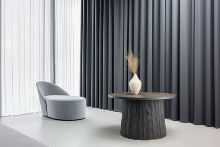 Interior room composition with modern wall panels and minimal decorationの素材