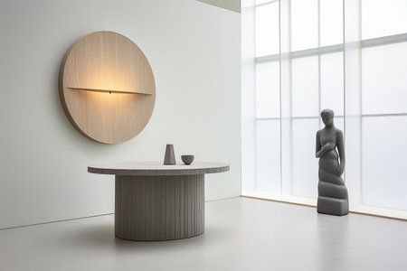 Interior room composition with modern wall panels and minimal decorationの素材