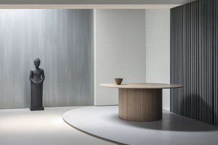 Interior room composition with modern wall panels and minimal decorationの素材