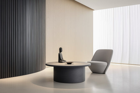 Interior room composition with modern wall panels and minimal decorationの素材