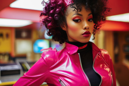 Young woman in vintage retro clothingの素材