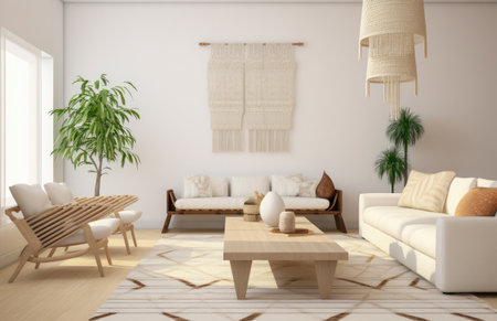 Living room interior composition in boho styleの素材