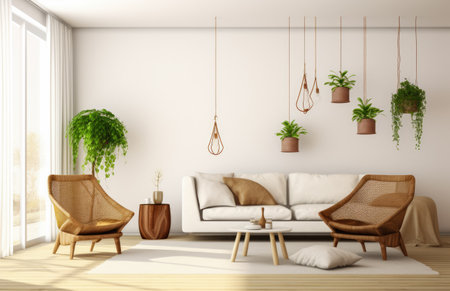 Living room interior composition in boho styleの素材