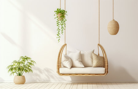 Living room interior composition in boho style.の素材