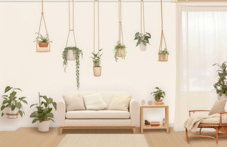 Living room interior composition in boho style.の素材