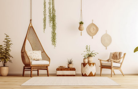Living room interior composition in boho style.の素材