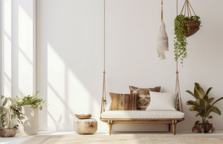 Living room interior composition in boho style.の素材