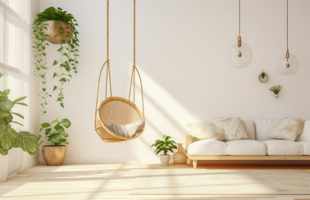 Living room interior composition in boho style.の素材