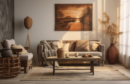 Rustic living room interior compositionの素材