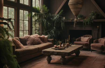 Rustic style living room interior compositionの素材