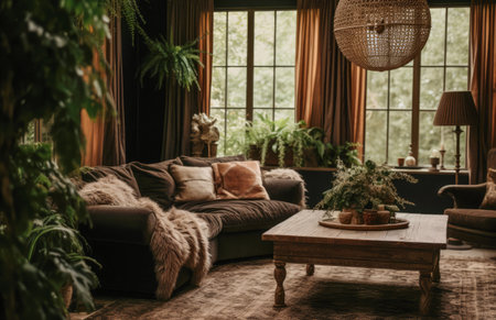 Rustic style living room interior compositionの素材