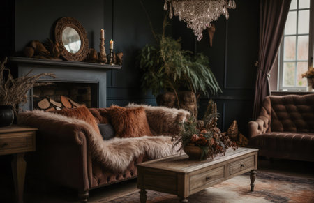 Rustic style living room interior compositionの素材