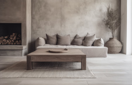 Basic living room interior composition with a sofa an minimal decorationの素材