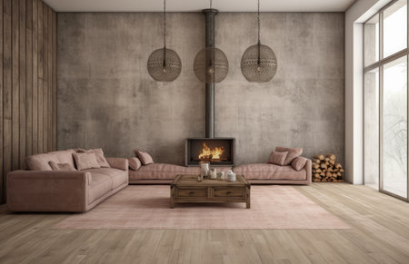 Basic living room interior composition with a sofa an minimal decorationの素材