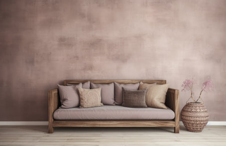 Basic living room interior composition with a sofa an minimal decorationの素材