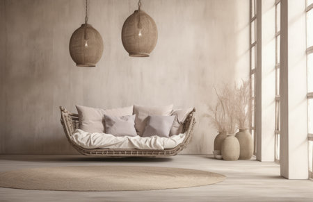 Basic living room interior composition with a sofa an minimal decorationの素材