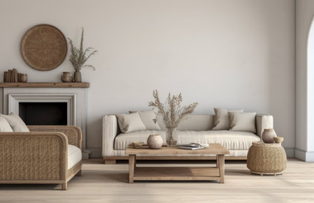 Luxurious living room area composition in rustic styleの素材