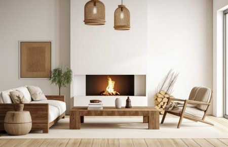 Luxurious living room area composition in rustic styleの素材