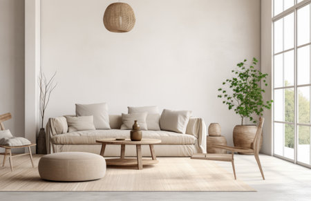 Luxurious living room area composition in rustic styleの素材