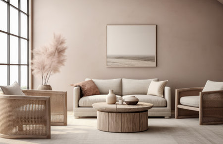 Luxurious living room area composition in rustic styleの素材