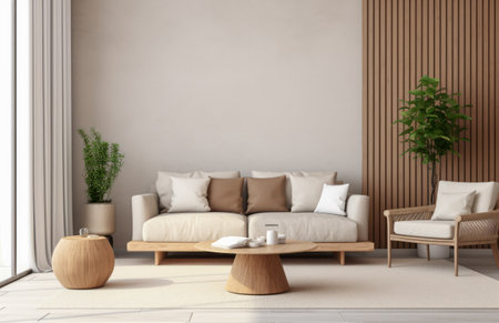 Luxurious living room area composition in rustic styleの素材