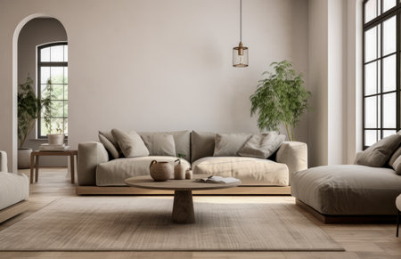 Luxurious living room area composition in rustic styleの素材