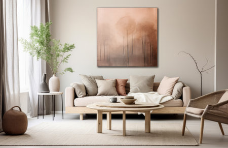 Luxurious living room area composition in rustic styleの素材