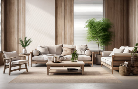 Luxurious living room area composition in rustic styleの素材