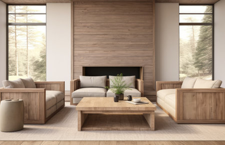 Luxurious living room area composition in minimalistic styleの素材