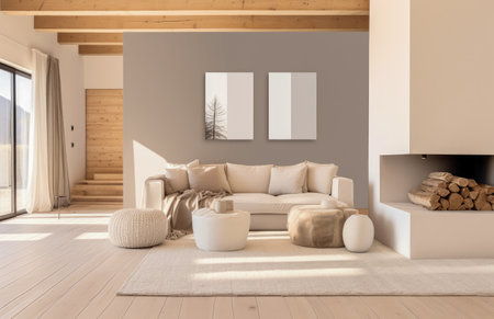 Luxurious living room area composition with minimalistic decorationの素材
