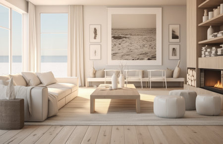 Luxurious living room area composition with minimalistic decorationの素材