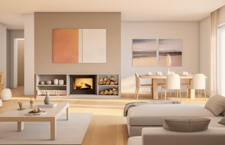 Luxurious living room area composition with minimalistic decorationの素材