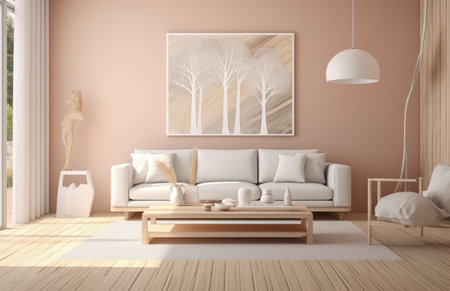 Luxurious living room area composition with minimalistic decorationの素材