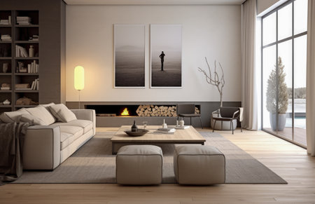 Luxurious living room area composition with minimalistic decorationの素材