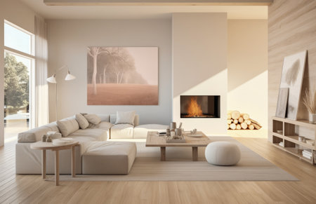 Luxurious living room area composition with minimalistic decorationの素材