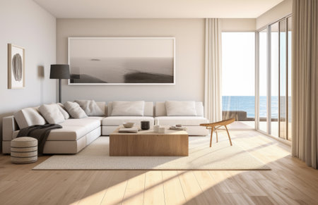 Luxurious living room area composition with minimalistic decorationの素材