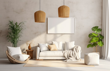 Luxurious living room area composition with minimalistic decorationの素材