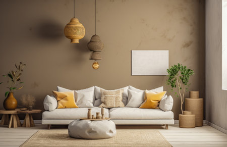 Luxurious living room area composition with minimalistic decorationの素材