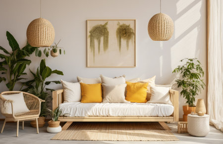 Luxurious living room area composition with minimalistic decorationの素材