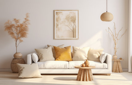 Luxurious living room area composition with minimalistic decorationの素材
