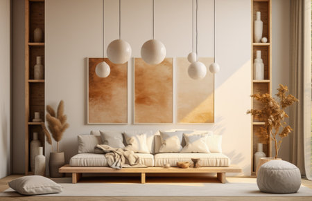 Luxurious living room area composition with minimalistic decorationの素材