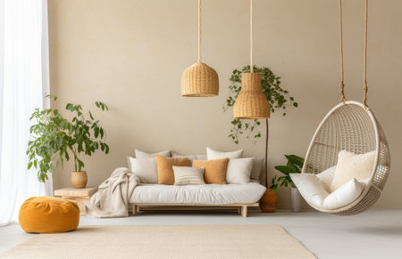 Luxurious living room area composition with minimalistic decorationの素材