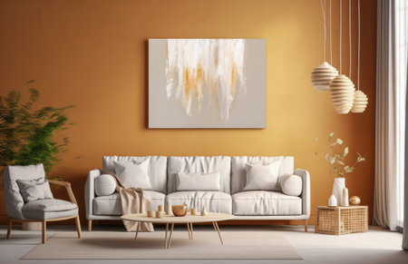 Luxurious living room area composition with minimalistic decorationの素材